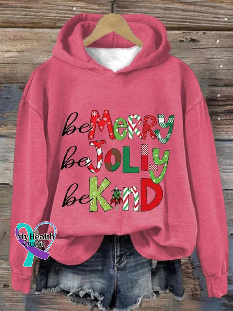 Christmas Be Merry Jolly Kind Art Pattern Print Casual Sweatshirt Pink / S