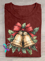 Christmas Bell Bow Art Print T-shirt Red / S