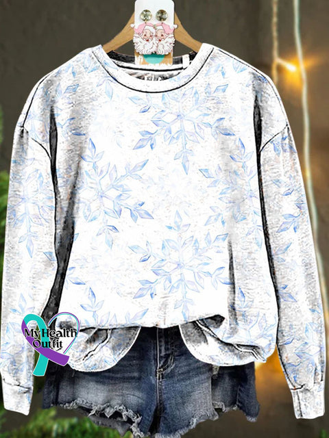 Christmas Blue Snowflake Casual Sweatshirt Multicolor / S