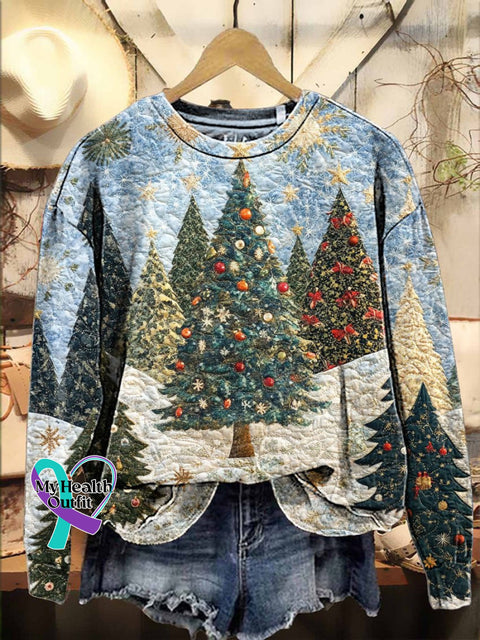 Christmas Bow Tree Casual Sweatshirt Multicolor / S