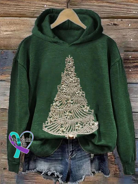 Christmas Casual Hoodie Sweatshirt Dark Green / S