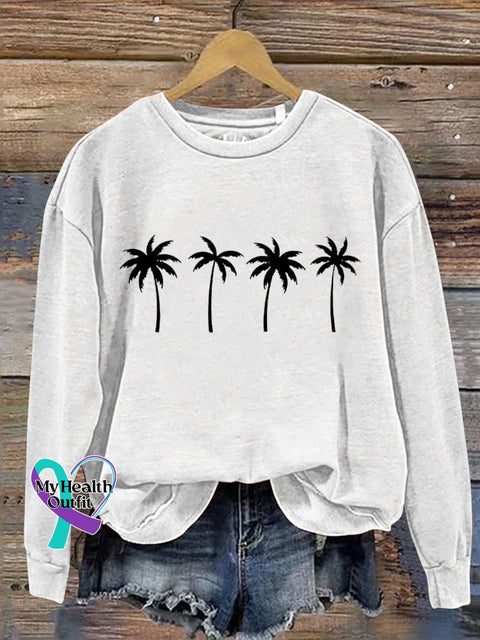 Christmas Coconut Tree Casual Print Sweatshirt White / S