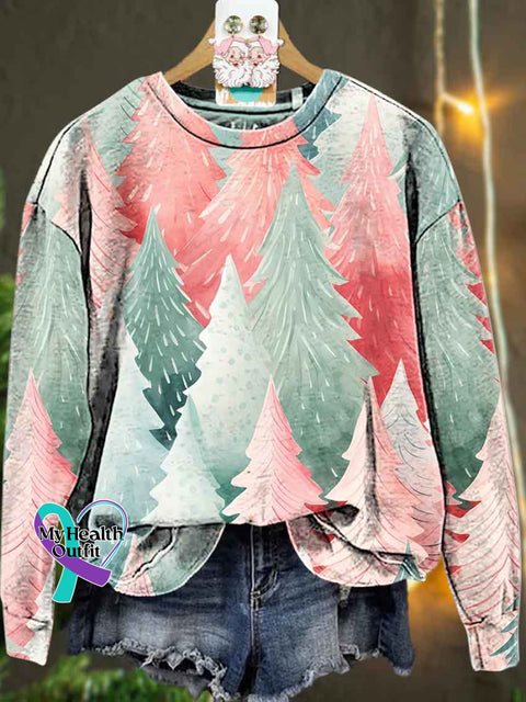 Christmas Colorful Pink Tree Casual Sweatshirt Multicolor / 5Xl