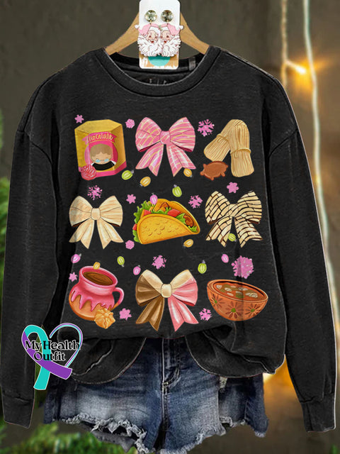 Christmas Coquette Bow Mexican Casual Sweatshirt Black / 5Xl
