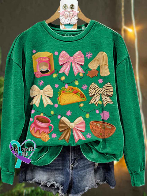 Christmas Coquette Bow Mexican Casual Sweatshirt Green / 3Xl