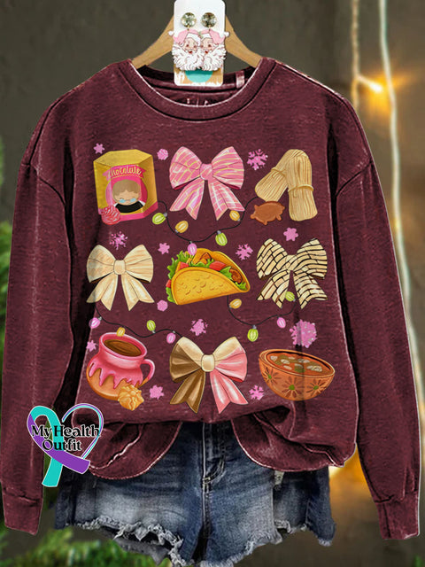Christmas Coquette Bow Mexican Casual Sweatshirt Maroon / 4Xl