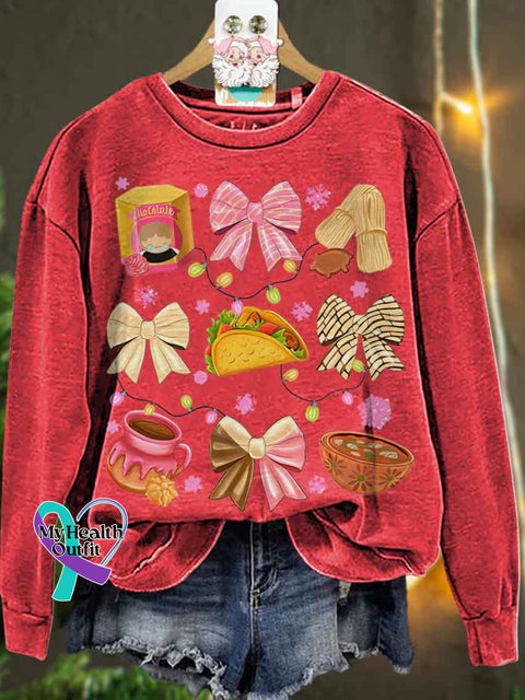 Christmas Coquette Bow Mexican Casual Sweatshirt Red / S