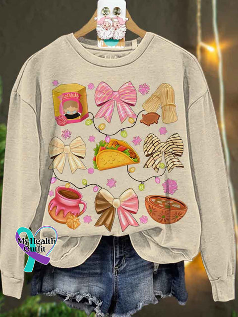 Christmas Coquette Bow Mexican Casual Sweatshirt Sand / 5Xl