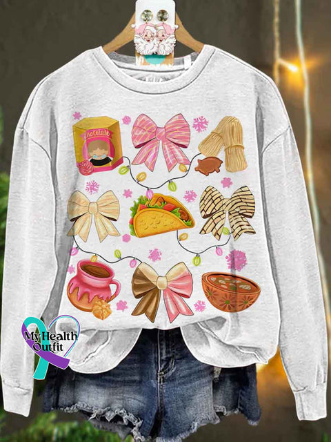 Christmas Coquette Bow Mexican Casual Sweatshirt White / M