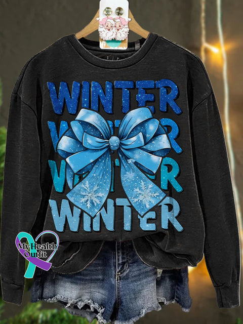 Christmas Coquette Winter Bow Winter Season Casual Sweatshirt Black / S