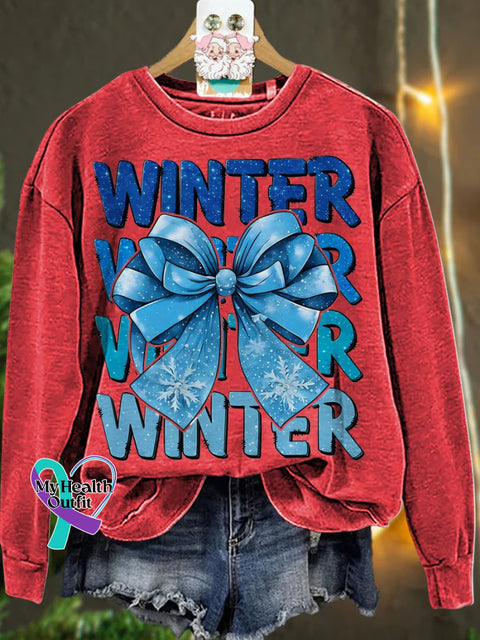 Christmas Coquette Winter Bow Winter Season Casual Sweatshirt Red / S