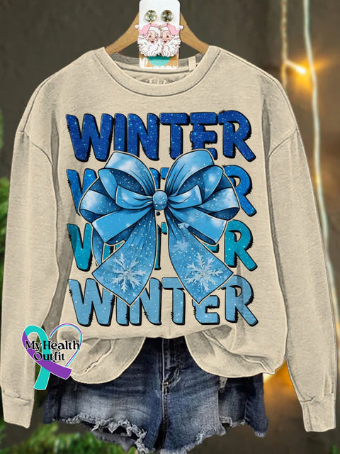 Christmas Coquette Winter Bow Winter Season Casual Sweatshirt Sand / S