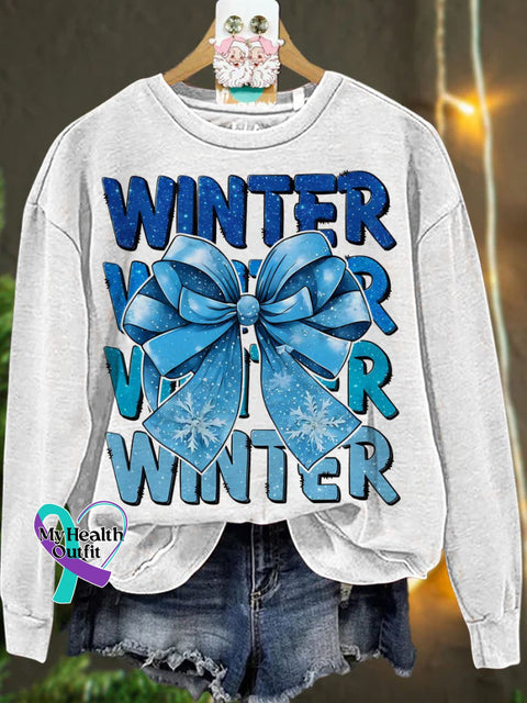 Christmas Coquette Winter Bow Winter Season Casual Sweatshirt White / S