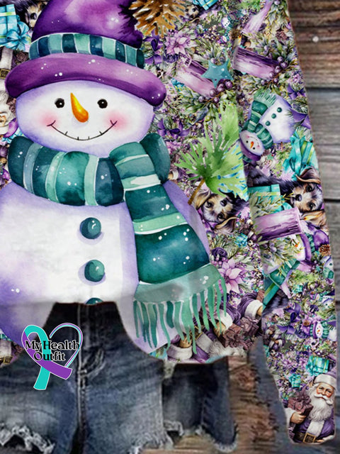 Christmas Cute Snowman Art Print Casual Sweatshirt