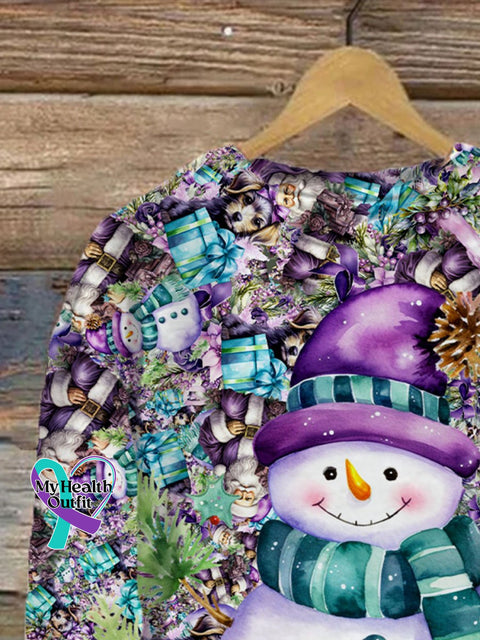 Christmas Cute Snowman Art Print Casual Sweatshirt