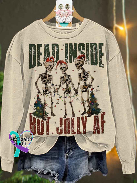Christmas Dead Inside But Jolly Af Casual Sweatshirt Sand / 3Xl
