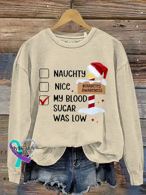 Christmas Diabetes Awareness Print Casual Sweatshirt Sand / S