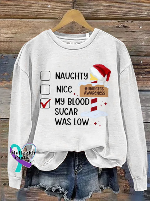 Christmas Diabetes Awareness Print Casual Sweatshirt White / S