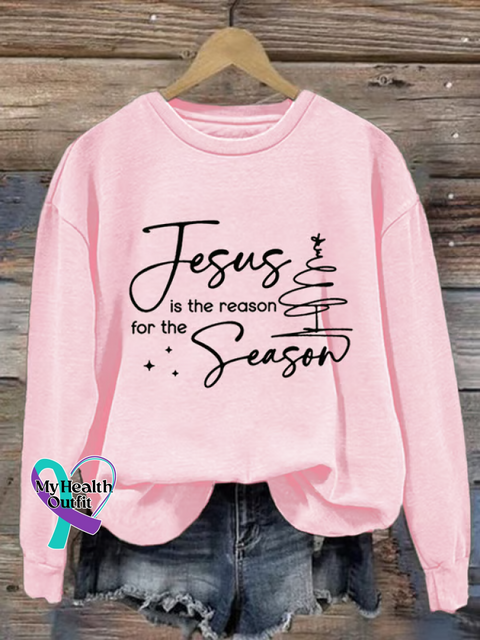 Christmas Faith Print Casual Sweatshirt Pink / S