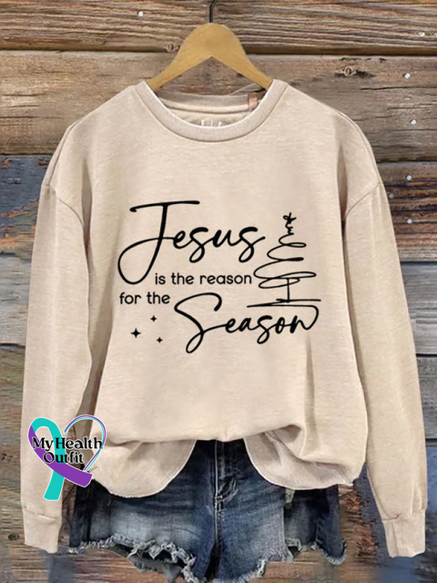 Christmas Faith Print Casual Sweatshirt Sand / S