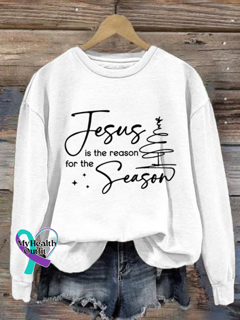 Christmas Faith Print Casual Sweatshirt White / S