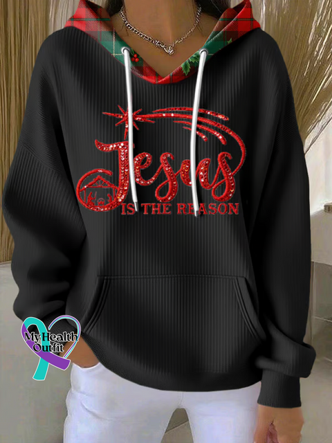 Christmas Faith Print Cotton Casual Hoodie Sweatshirt Black / S