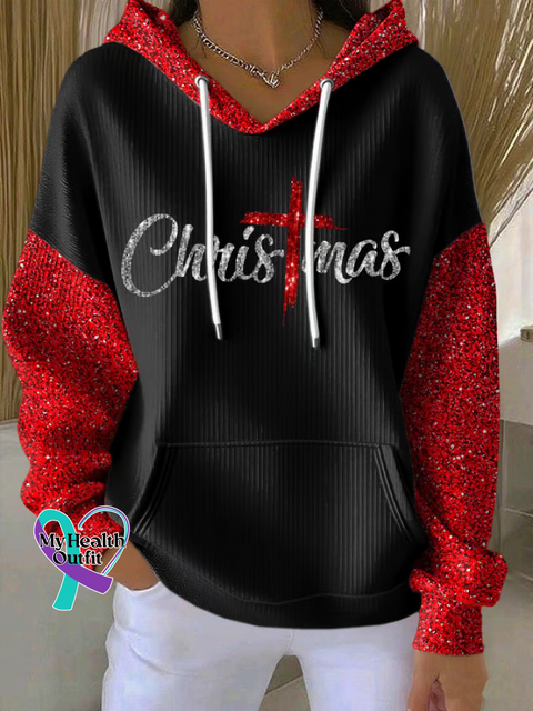 Christmas Faith Print Cotton Casual Hoodie Sweatshirt Multicolor / S
