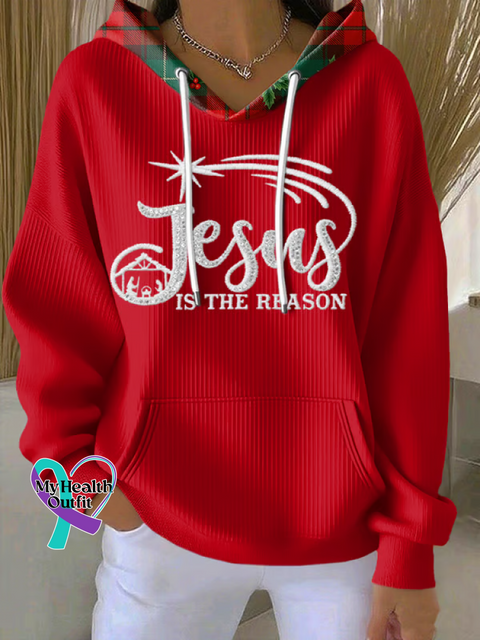 Christmas Faith Print Cotton Casual Hoodie Sweatshirt Red / S