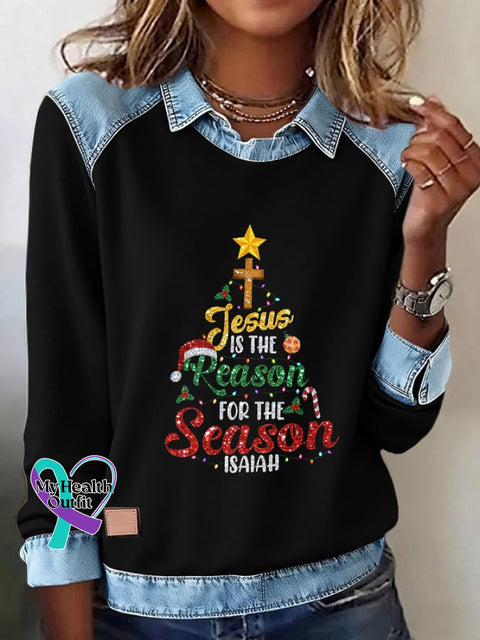 Christmas Faith Sequin Print Women’s Sweatshirt Picture 2 / S