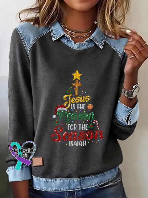 Christmas Faith Sequin Print Women’s Sweatshirt Picture 3 / S
