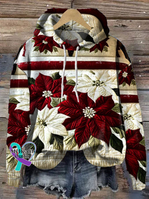 Christmas Flowers Print Casual Hoodie Sweatshirt Multicolor / S