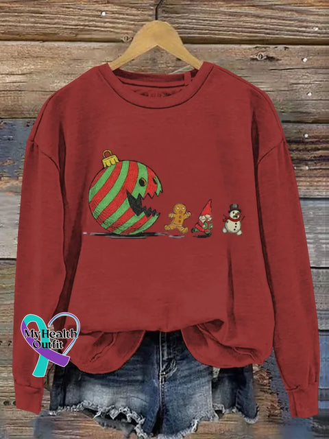 Christmas Funny Art Print Casual Sweatshirt Red / S