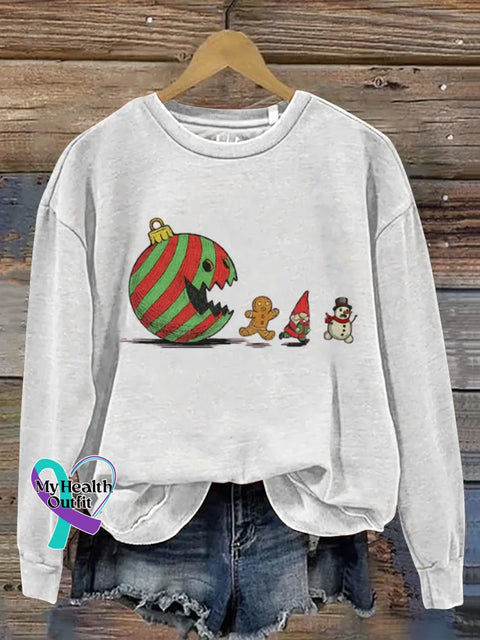 Christmas Funny Art Print Casual Sweatshirt White / S