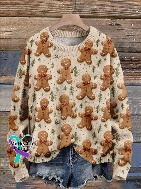 Christmas Gift Cookies Art Print Knit Pullover Sweater Muilticolor / S