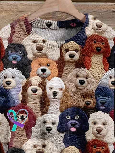 Christmas Gift Funny Dog Art Print Knit Pullover Sweater