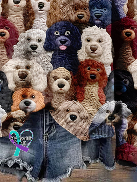 Christmas Gift Funny Dog Art Print Knit Pullover Sweater