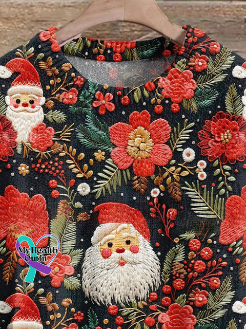 Christmas Gift Santa Claus Art Print Knit Pullover Sweater