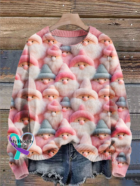 Christmas Gift Santa Claus Art Print Knit Pullover Sweater Muilticolor / S