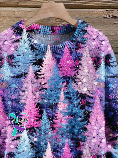 Christmas Gift Tree Art Print Knit Pullover Sweater