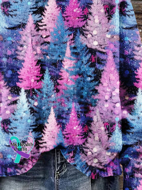 Christmas Gift Tree Art Print Knit Pullover Sweater