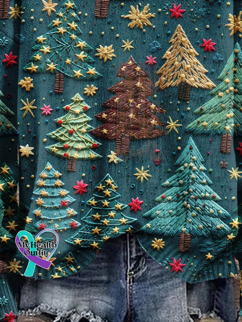 Christmas Gift Tree Art Print Knit Pullover Sweater