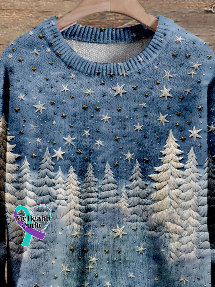 Christmas Gift Tree Art Print Knit Pullover Sweater