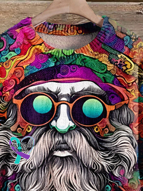 Christmas Gift Trendy Fashion Santas Art Print Knit Pullover Sweater