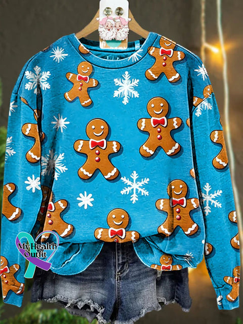 Christmas Gingerbread Snowflake Casual Sweatshirt Multicolor / S