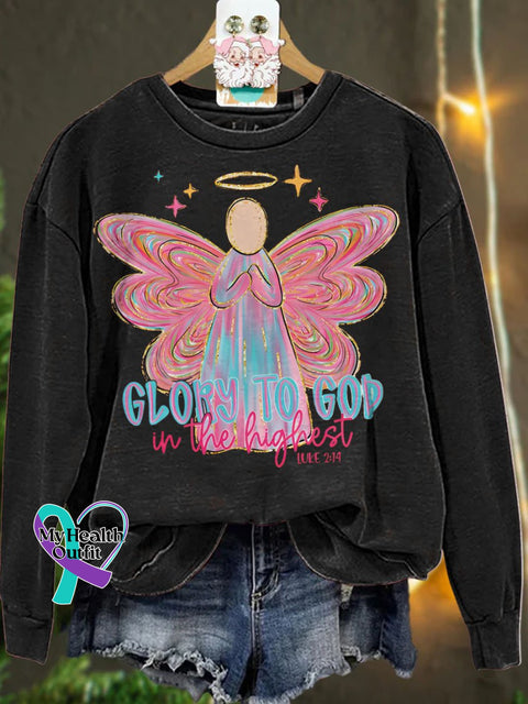 Christmas Glory To God Casual Sweatshirt Black / S