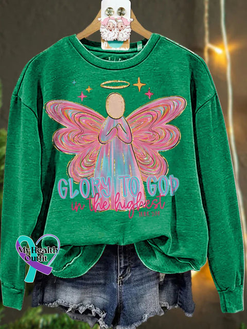 Christmas Glory To God Casual Sweatshirt Green / S