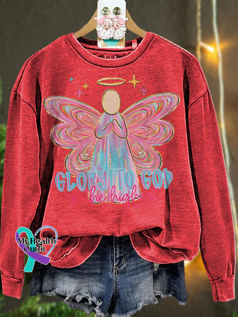 Christmas Glory To God Casual Sweatshirt Red / S