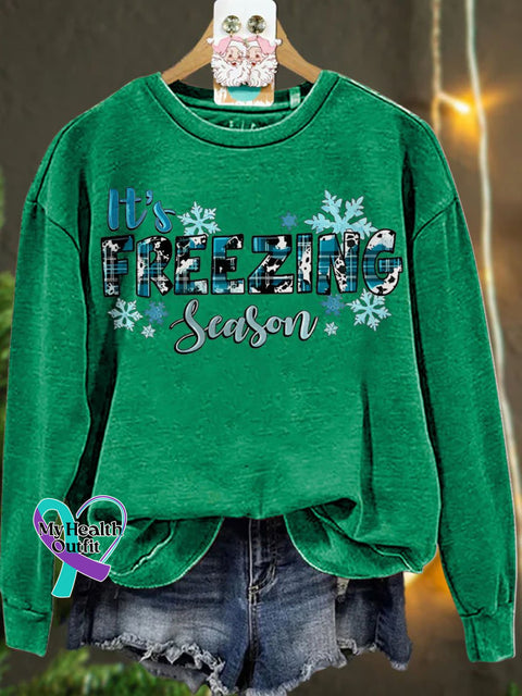 Christmas It’s Freezing Season Gift For Winter Casual Sweatshirt Green / S
