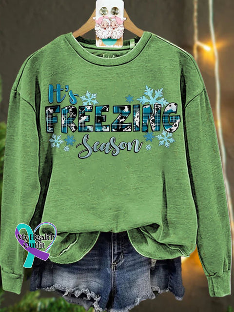 Christmas It’s Freezing Season Gift For Winter Casual Sweatshirt Lightgreen / S