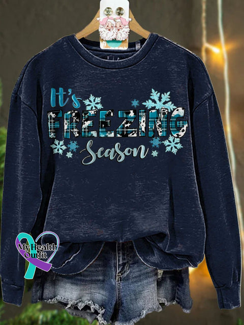 Christmas It’s Freezing Season Gift For Winter Casual Sweatshirt Navyblue / S